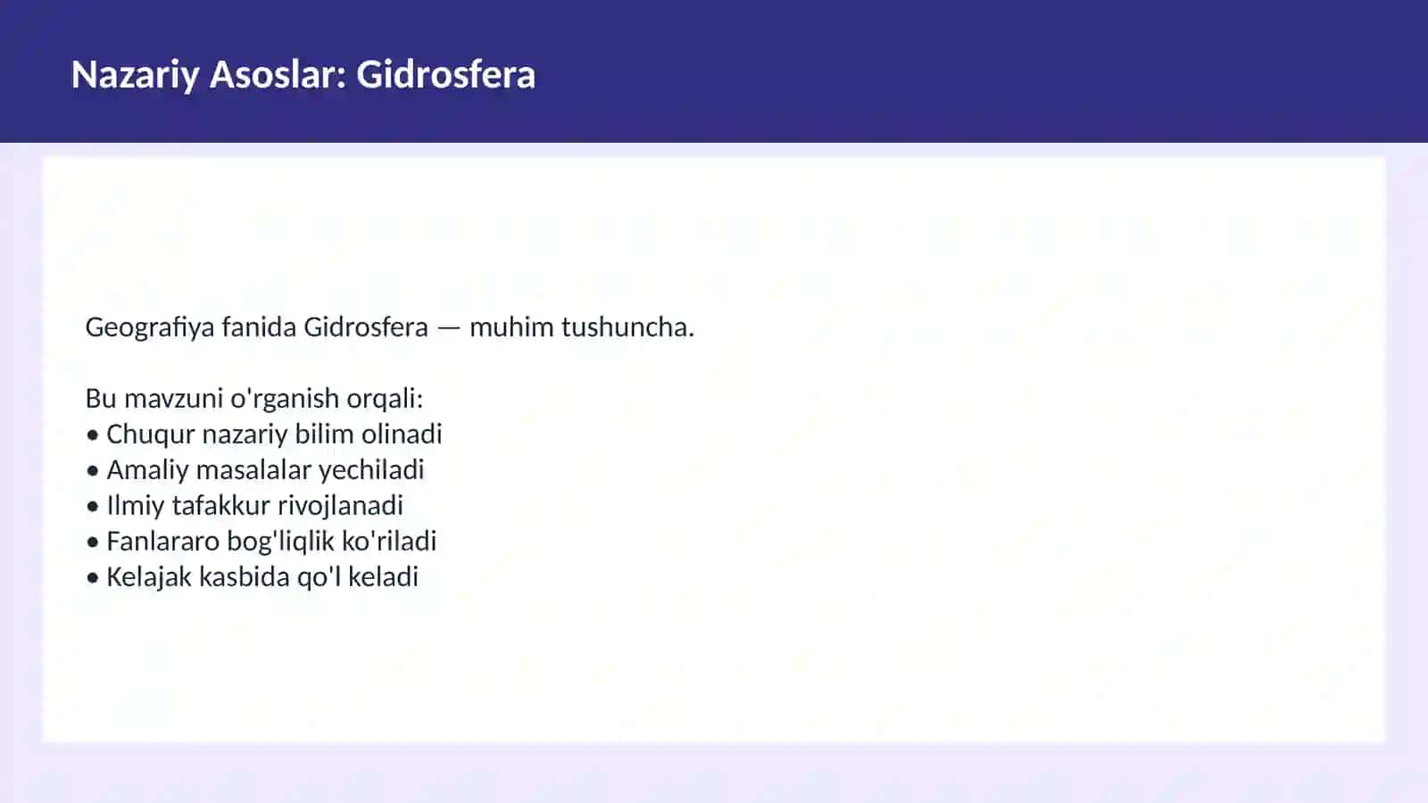 Yer tuzilishi O'qituvchilar va talabalar uchun dars ishlanma 3