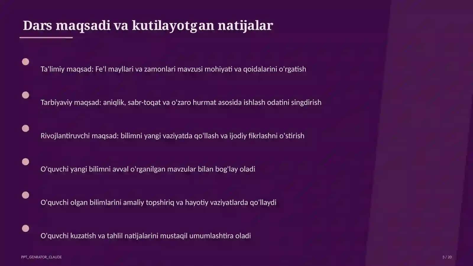Fe'l mayllari va zamonlari (7-sinf) 3
