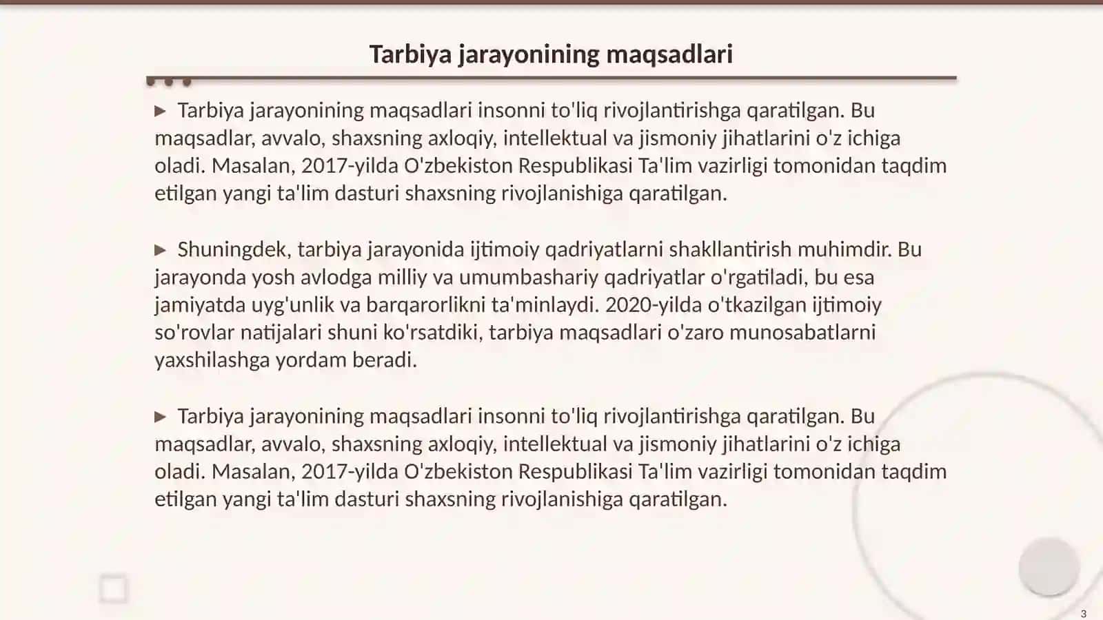 Tarbiya jarayoni qoidalari 3