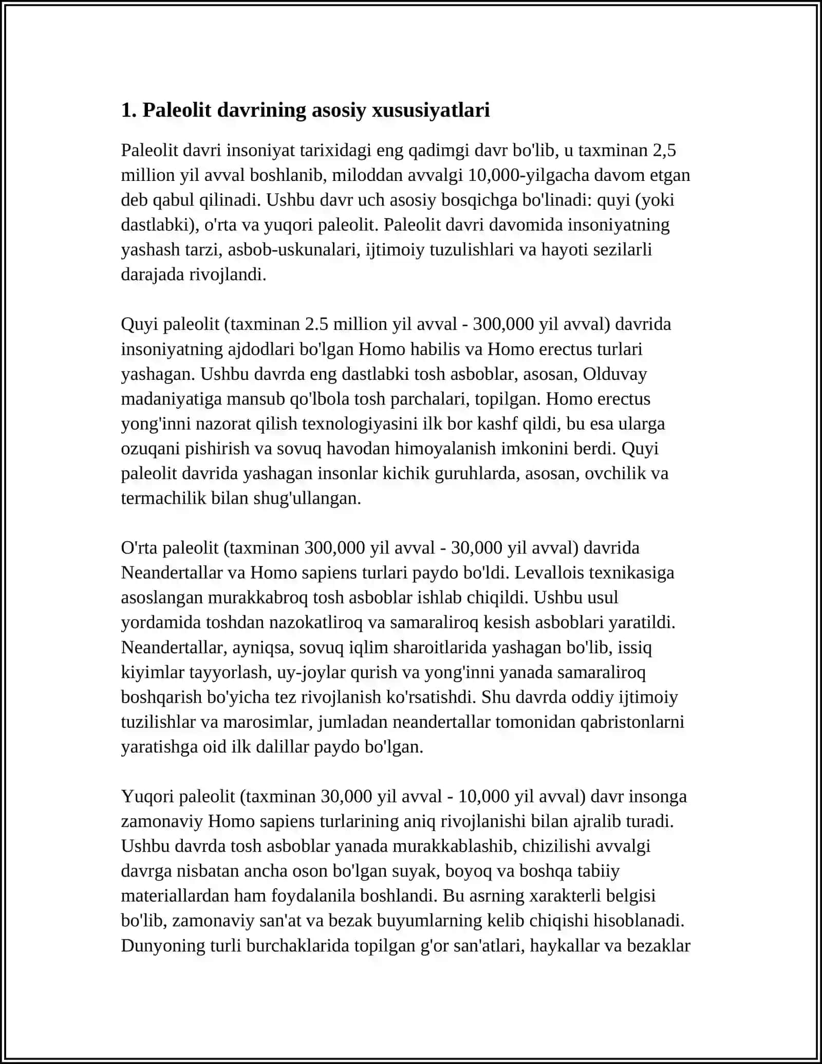 MAMLAKATIMIZDA ODAMLARNING PALEOLIT DAVRI MANZILGOHLARI 3