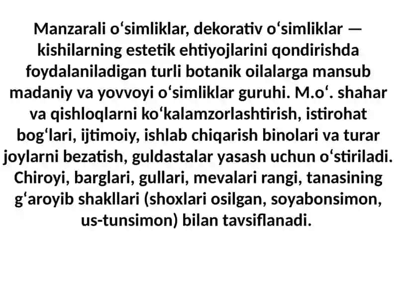 Oʻzbekistonda oʻsadigan dekorativoʻsimliklar 3