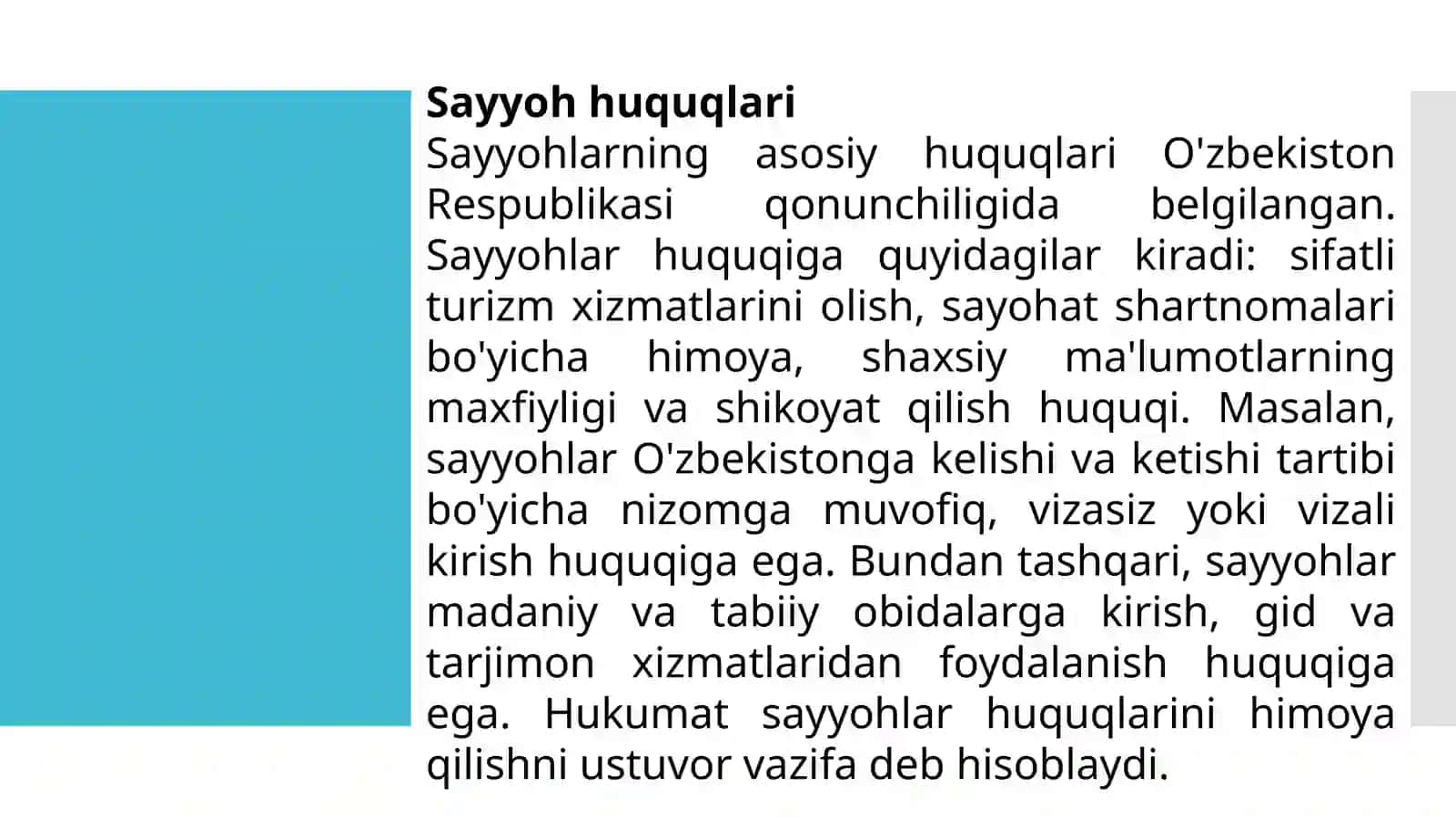 Sayyohning huquqlari va majburiyatlari 3