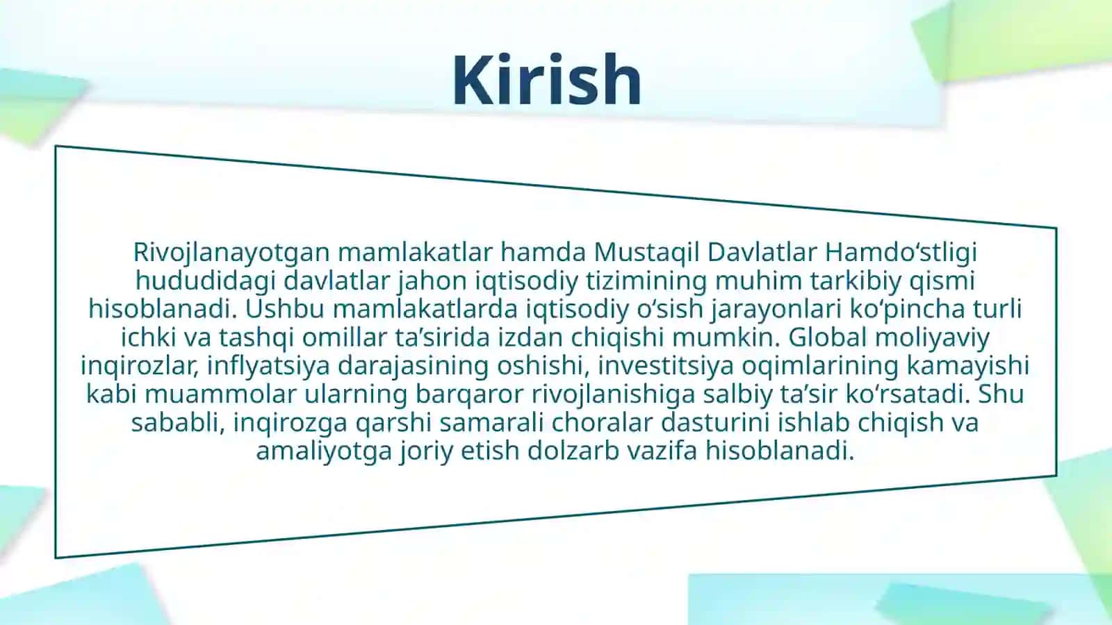Rivojlanayotgan va mustaqil Davlatlar Hamdostligi mamalakatlarning inqirozga qarshi choralar dasturi 3