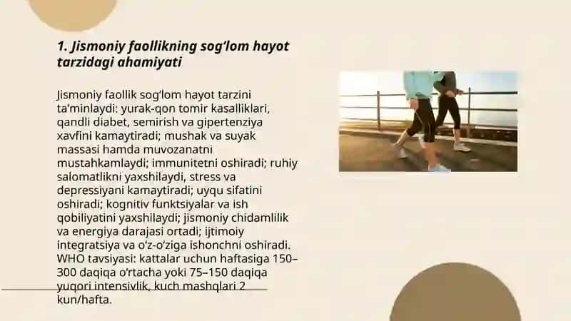 Jismoniy faollik. Xarakatli turmush tarzini shakllantirishda jismoniy tarbiyaning oʼrni 3