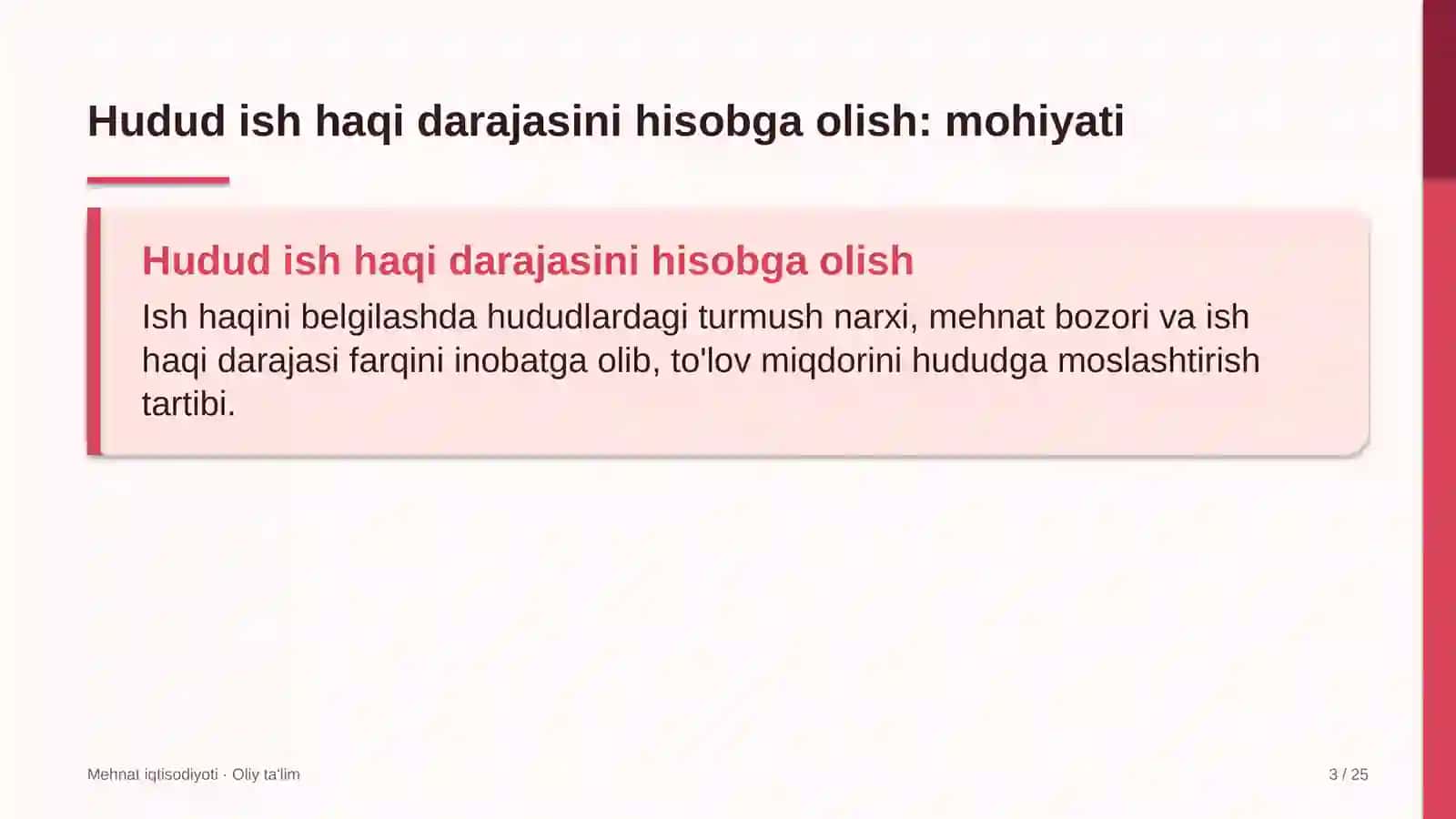 savdo uylarida hudud ish haqi darajasini hisobga olish 7731 3