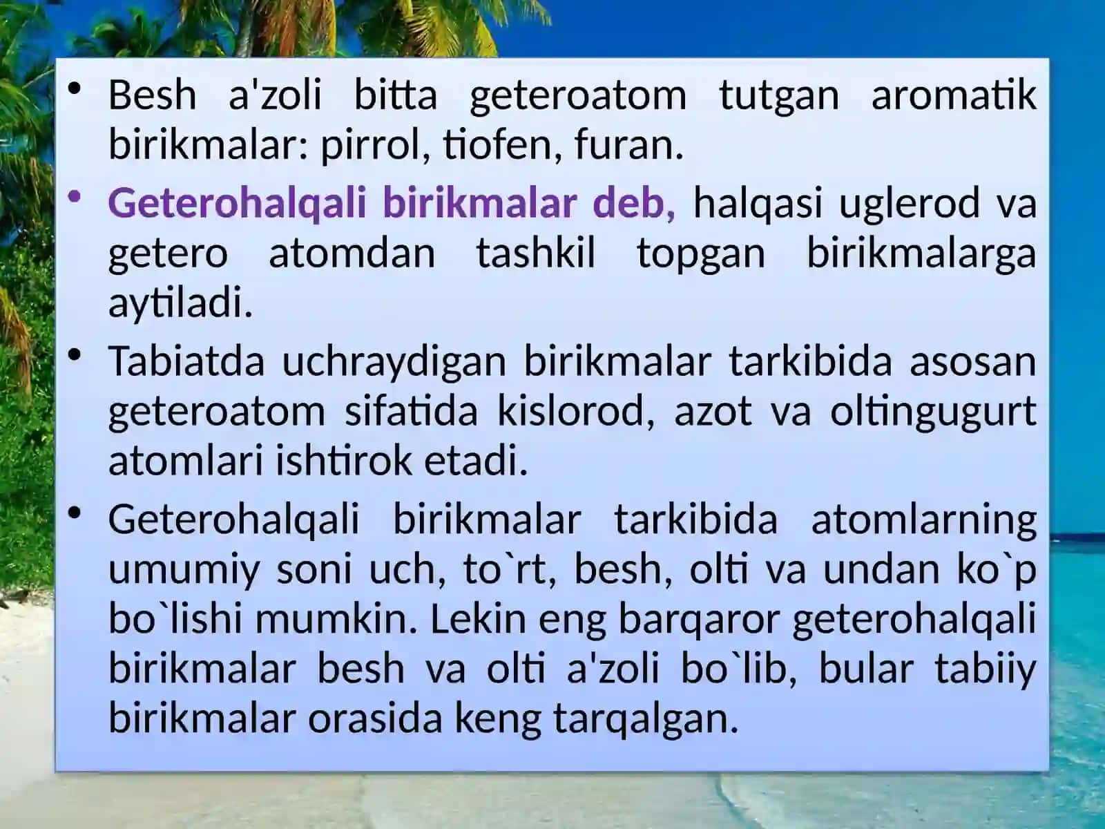 Besh a`zoli geterosiklik  birikmalar 3