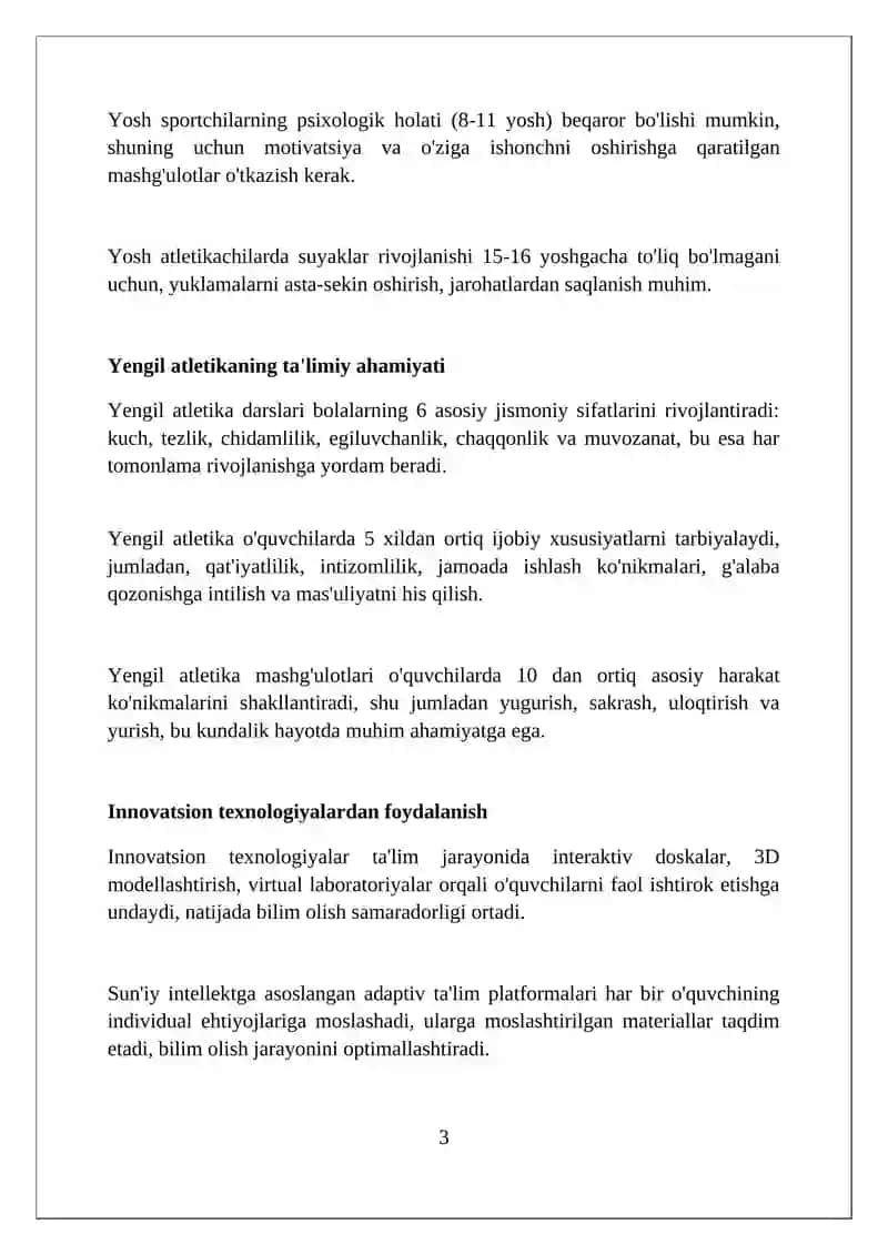 Yengil atletika va uni oʻqitish metodikasi faning maqsadi hamda vazifalari 3