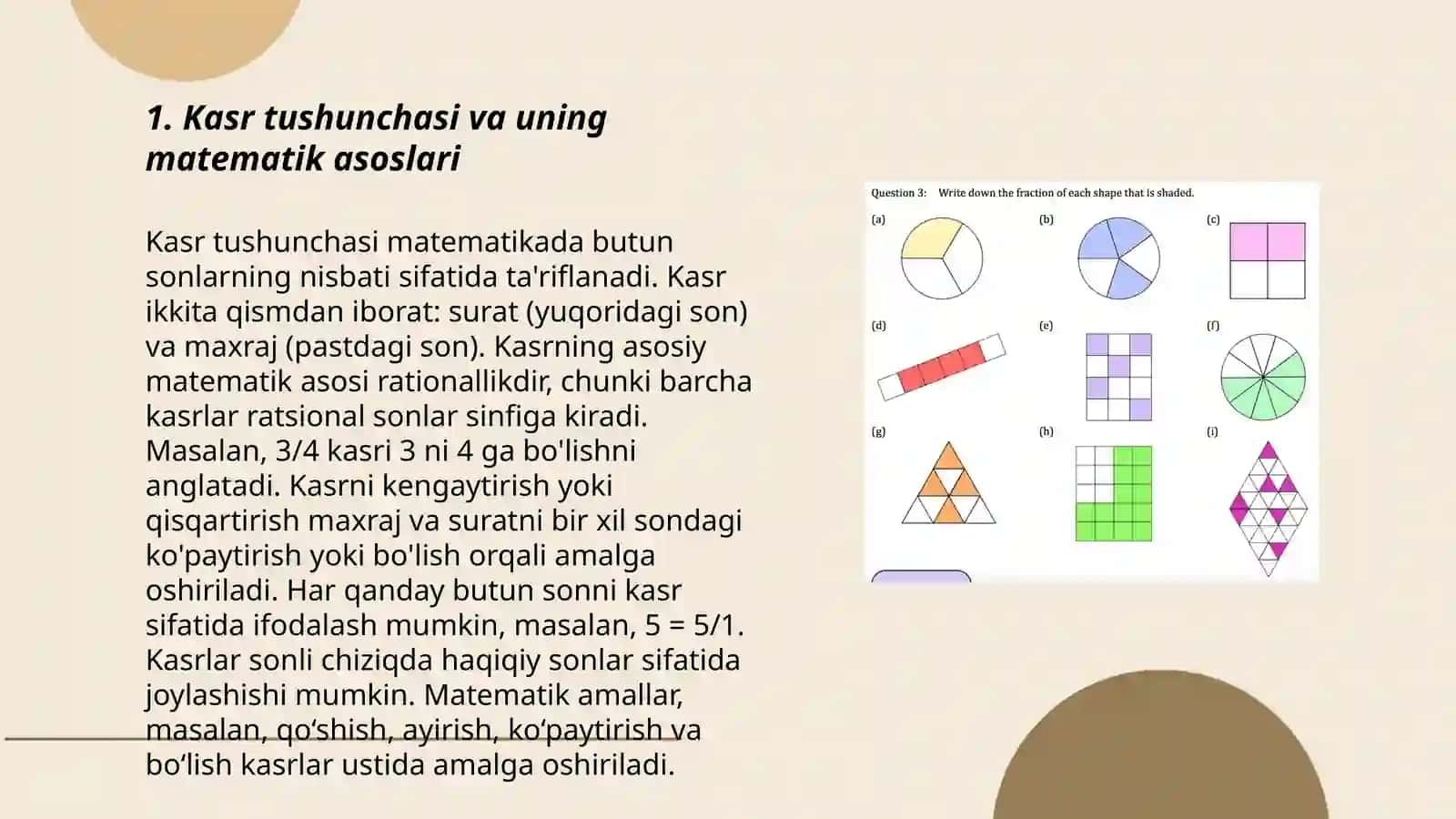 Boshlangʻich sinflarda ulushlar va kasrlar bilan tanishtirish metodikasi 3