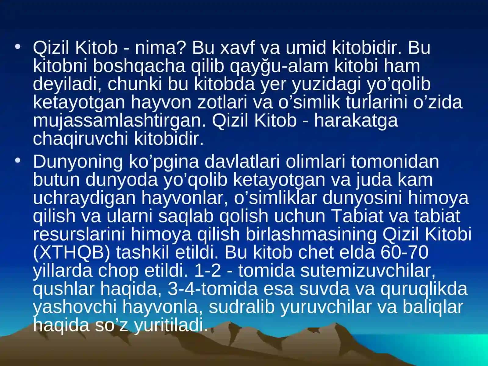 O’simliklar va hayvonlar evalutsiyasi. Qizil kitob 3