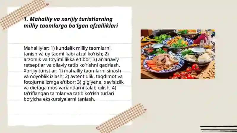 Mahalliy va Xorijiy Turistlarning Ovqatlanish Odatlaridagi Farqlar 3