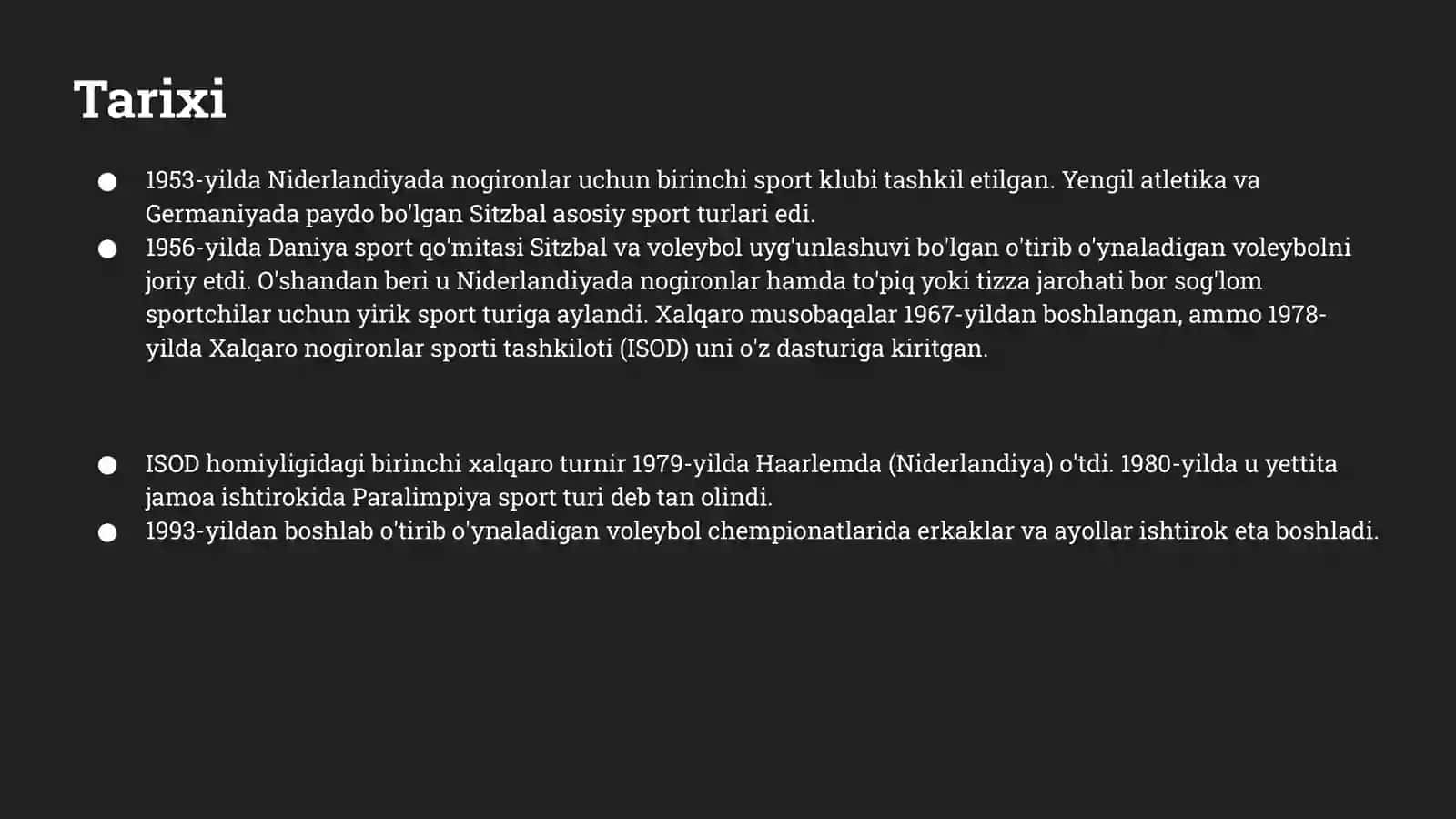 Imkoniyati cheklanganlar uchun o'tirib voleybol o'ynash 3