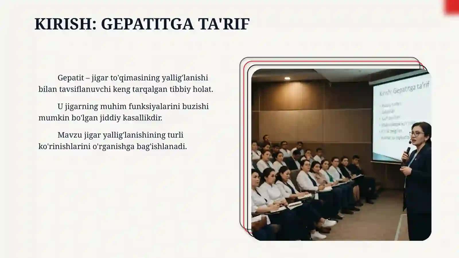 Gepatit. Asosiy turlari, sabablari, xavf omillari, makroskopik ko'rinishi, klinik belgilari, asorat va oqibatlari. 3