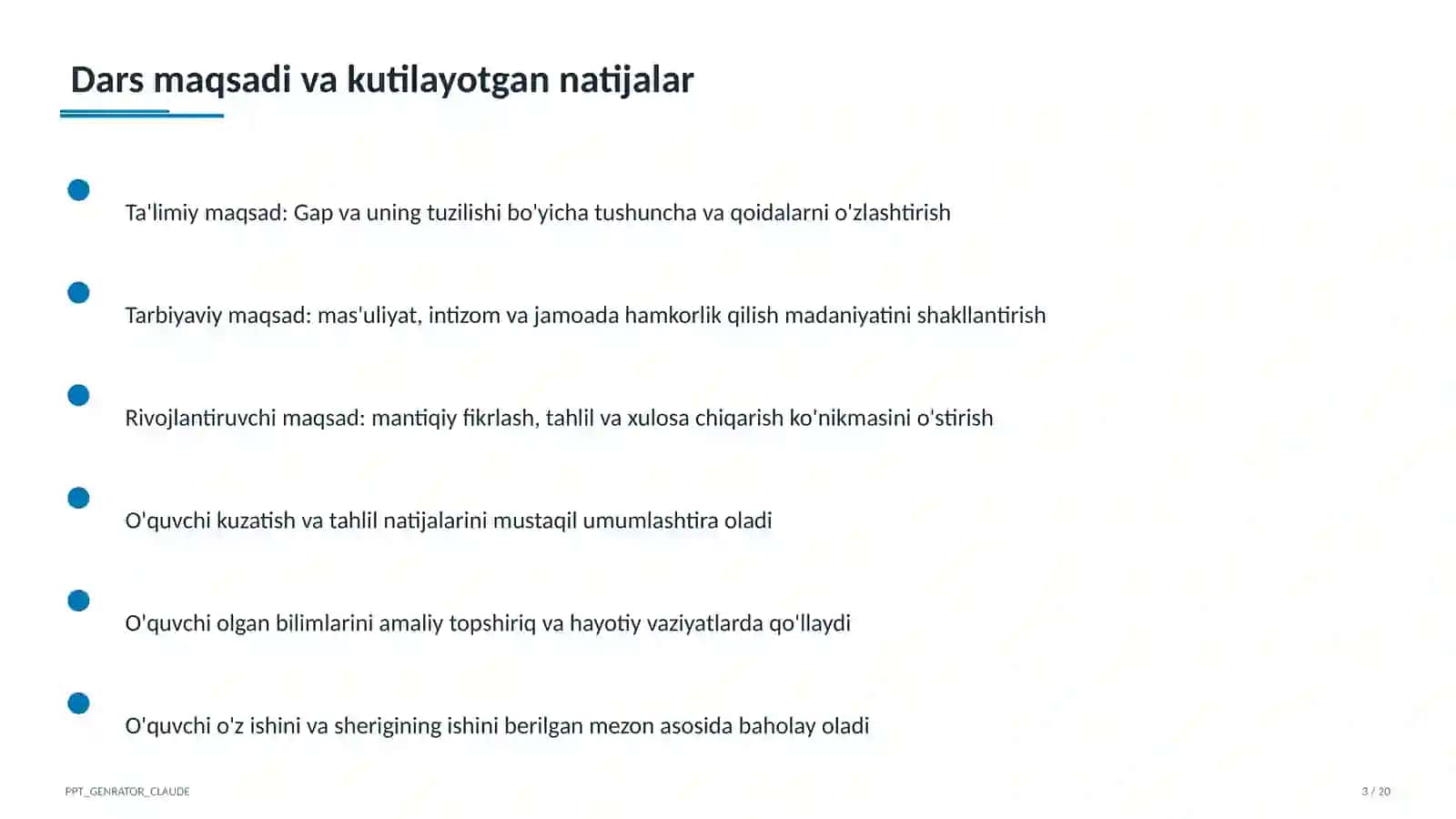 Boshlang'ich sinf: Ona tili va o'qish (1–4) — ochiq dars uchun 3