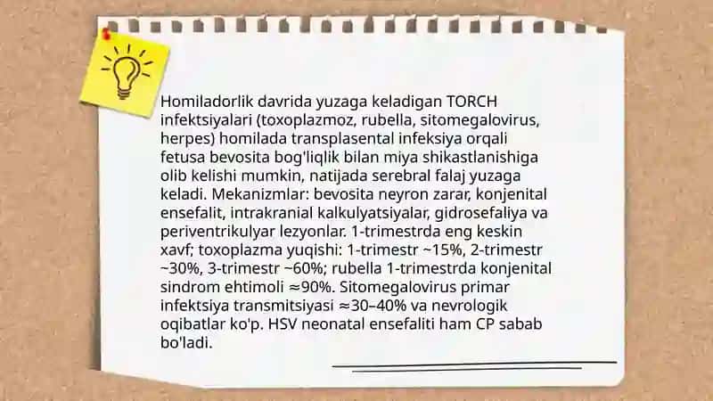 Bolalar serebral falajining kelib chiqish sabablari 3