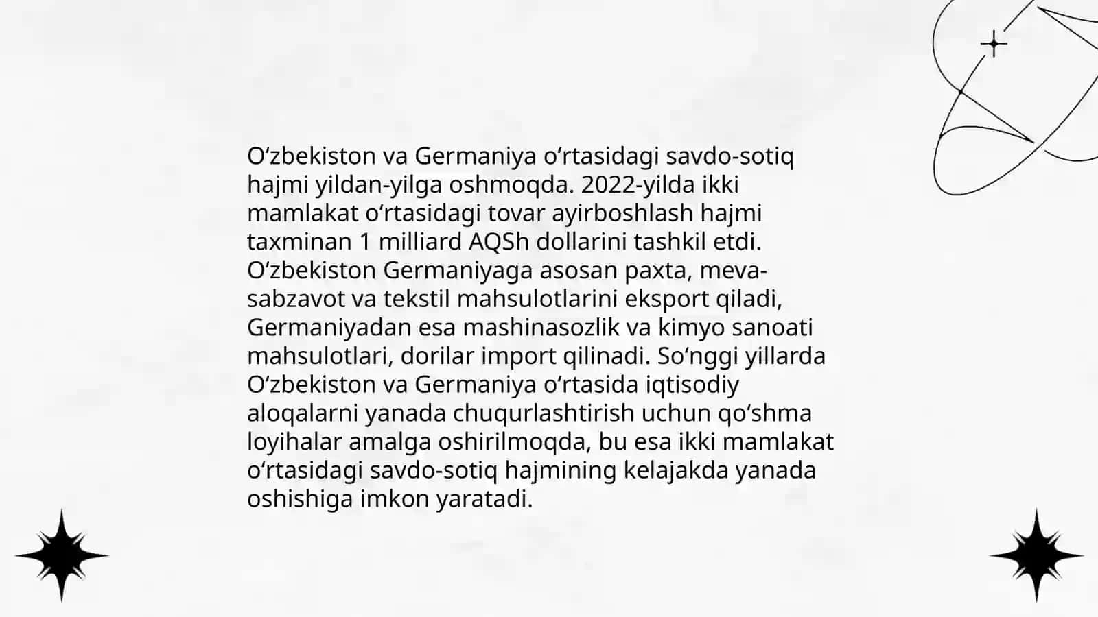 Oʻzbekiston- Germaniya oʻrtasidagi tashqi iqtisodiy aloqalar va soliq tizimidagi hamkorligining rivojlanish istiqbollari 3