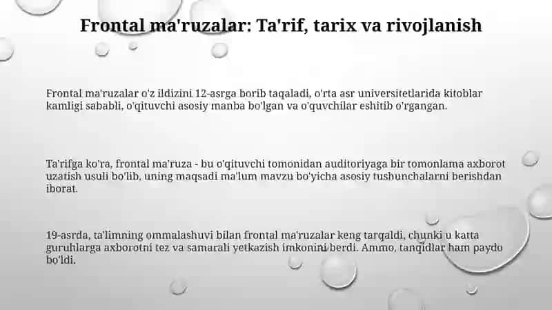Frontal ma'ruzalar 3