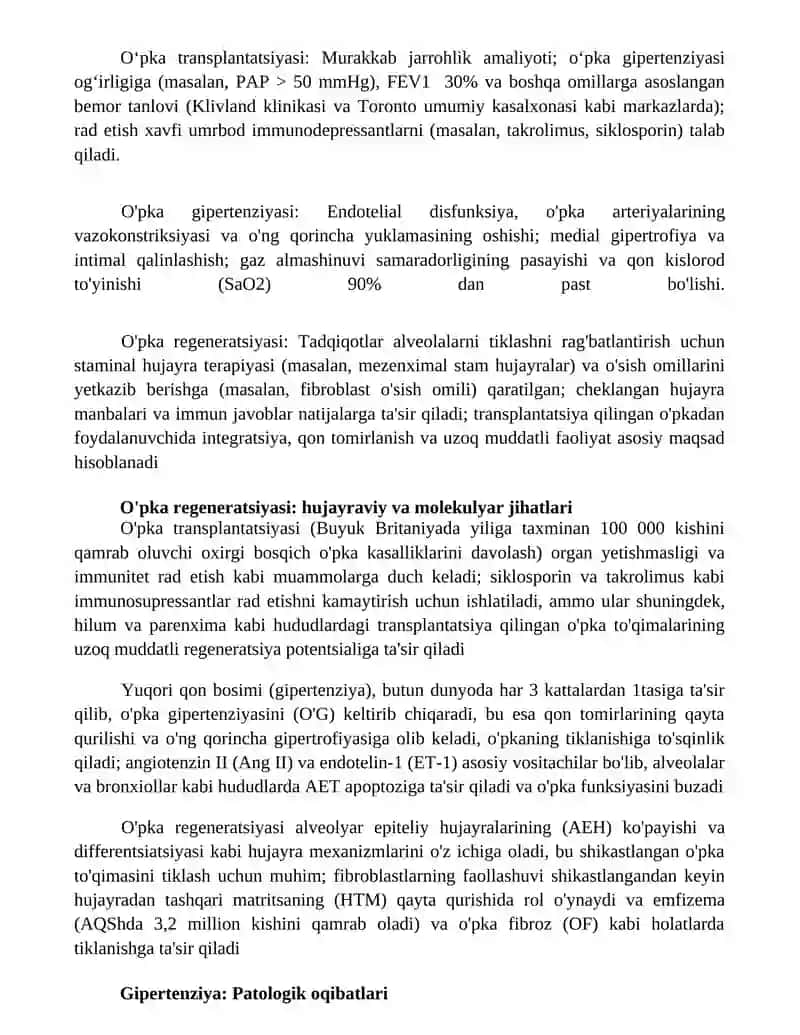 O'pka regeneratsiyasi va transplantatsiyasi 3