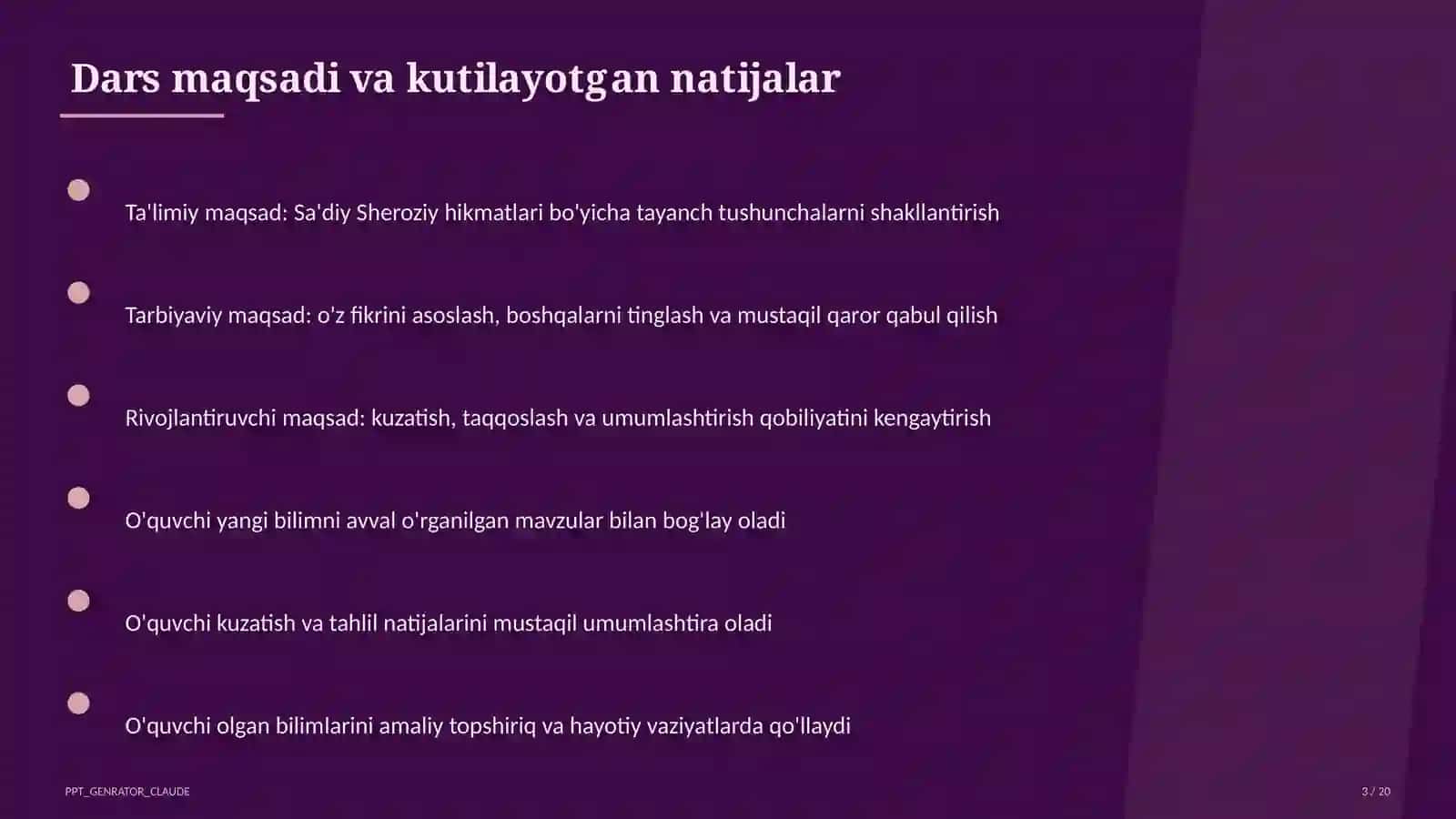 Sa'diy Sheroziy hikmatlari (6-sinf) 3