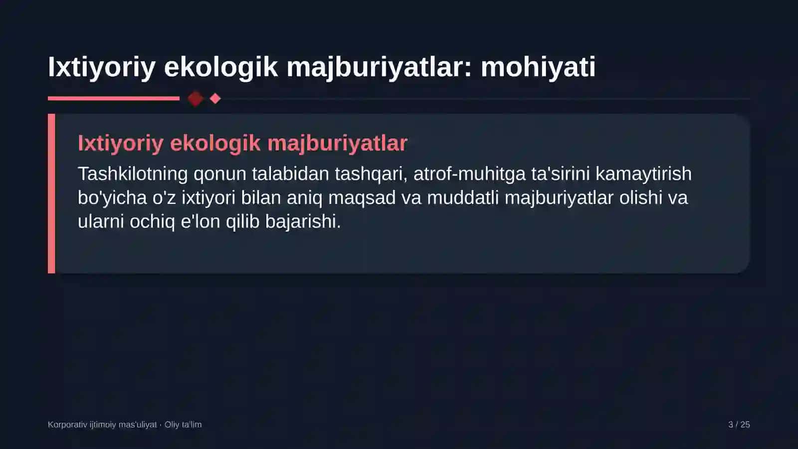 Korporativ Ijtimoiy Mas'uliyat · Oliy Ta'lim 3