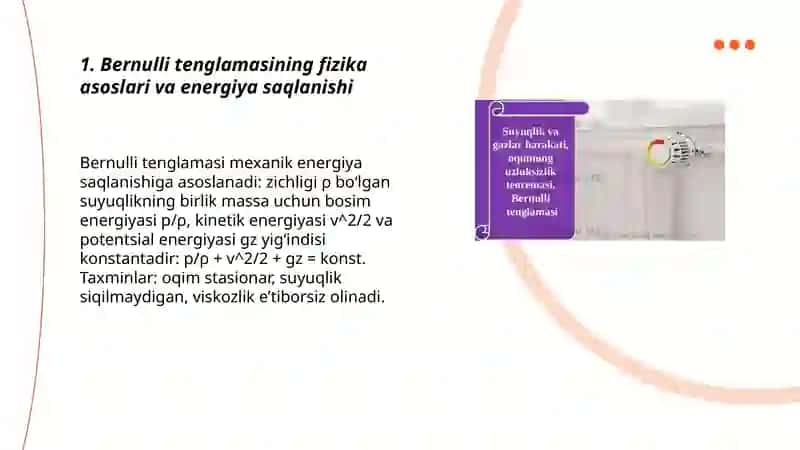 Bernulli tenglamasi suyuqlik yoki gaz oqimining jismga tasʼsiri Stoks formulasini keltirib chiqarish 3
