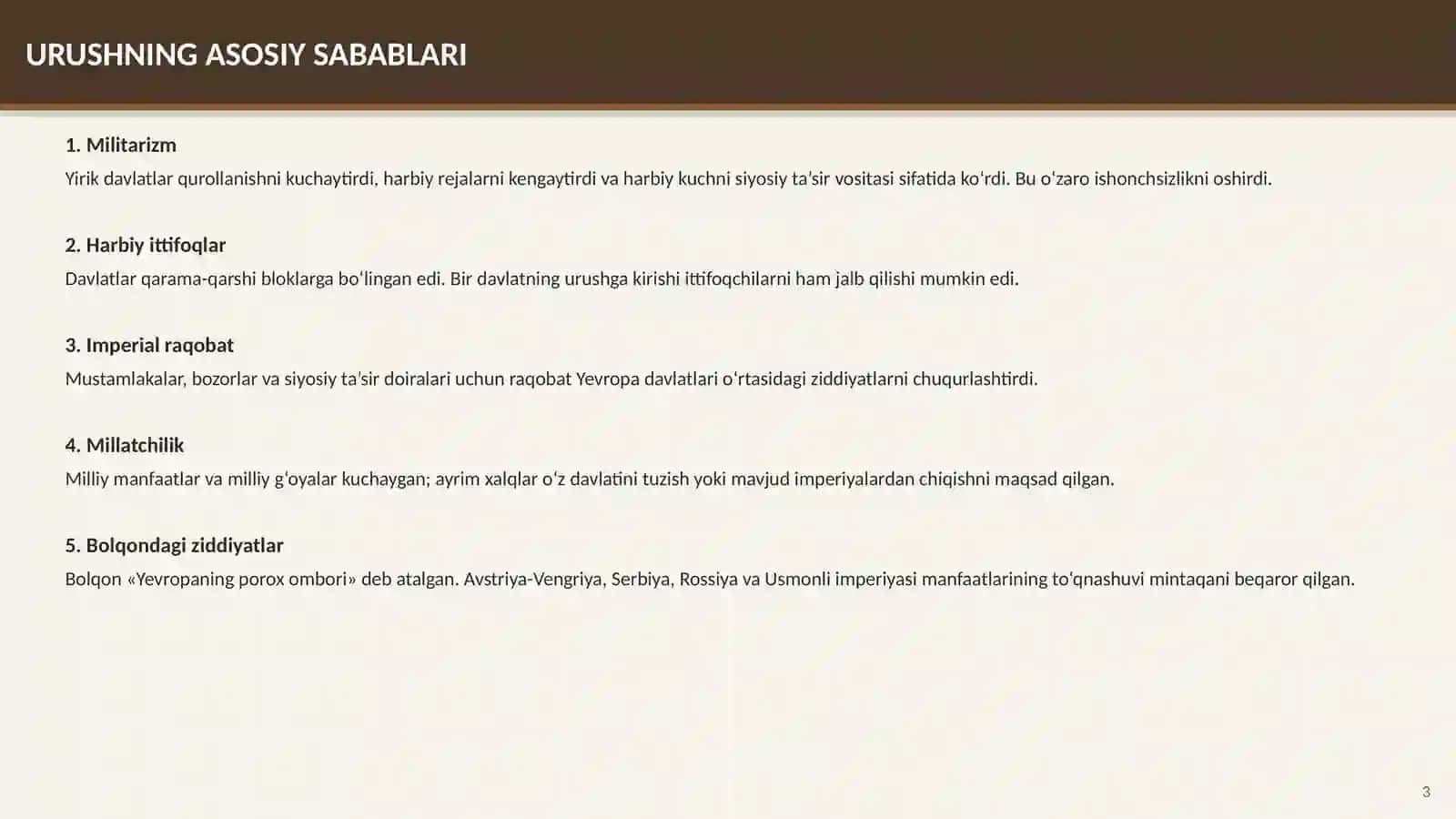 BIRINCHI JAHON URUSHI VA UNING OQIBATLARI 1914–1918-YILLARDA YUZ BERGAN GLOBAL HARBIY MOJARO 3