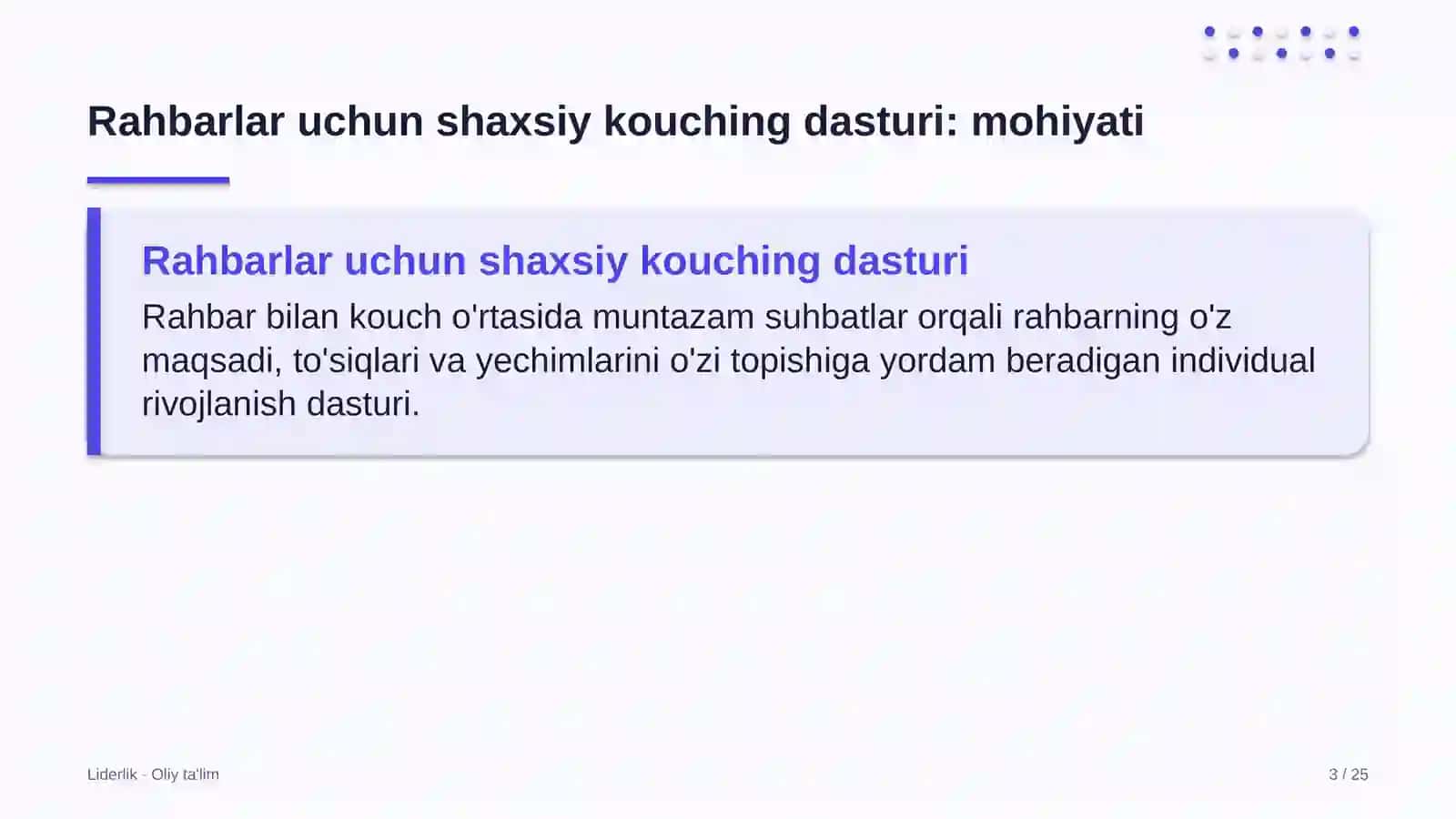 reanimatsiya bo'limlarida rahbarlar uchun shaxsiy kouching dasturi 3747 3