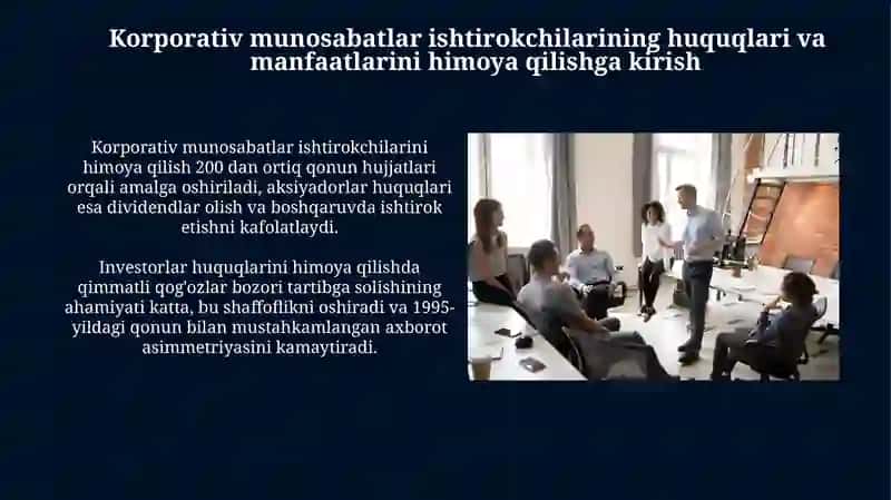 Korporativ munosabatlar ishtirokchilari huquq va manfaatlarinihimoyaqilish 3