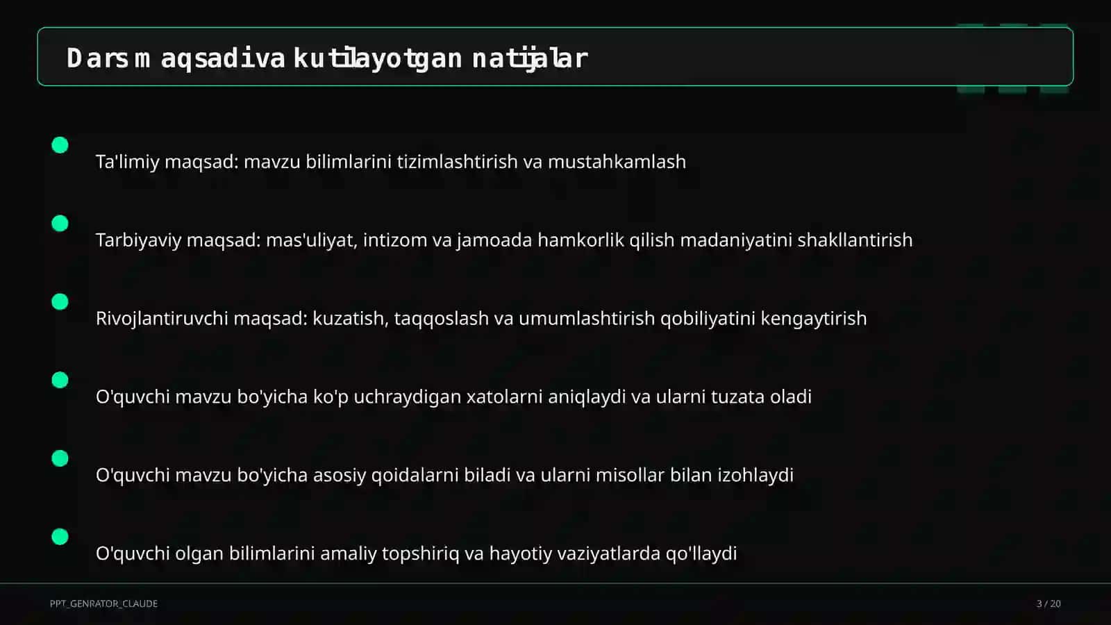Unli va undosh tovushlarning tasnifi (5-sinf) 3