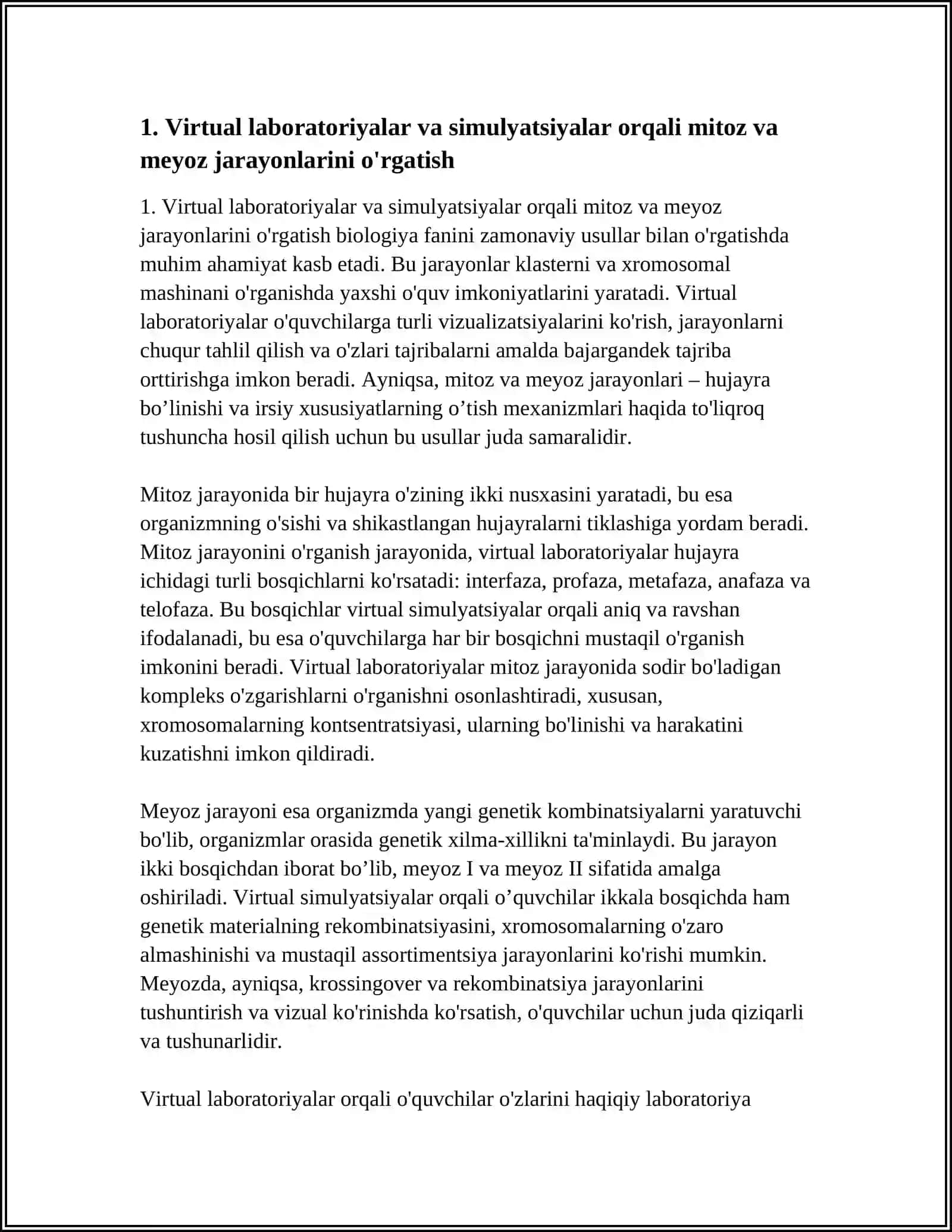 MITOZ, MEYOZ JARAYONINI O'RGATISHNING ZAMONAVIY USULLARI 3