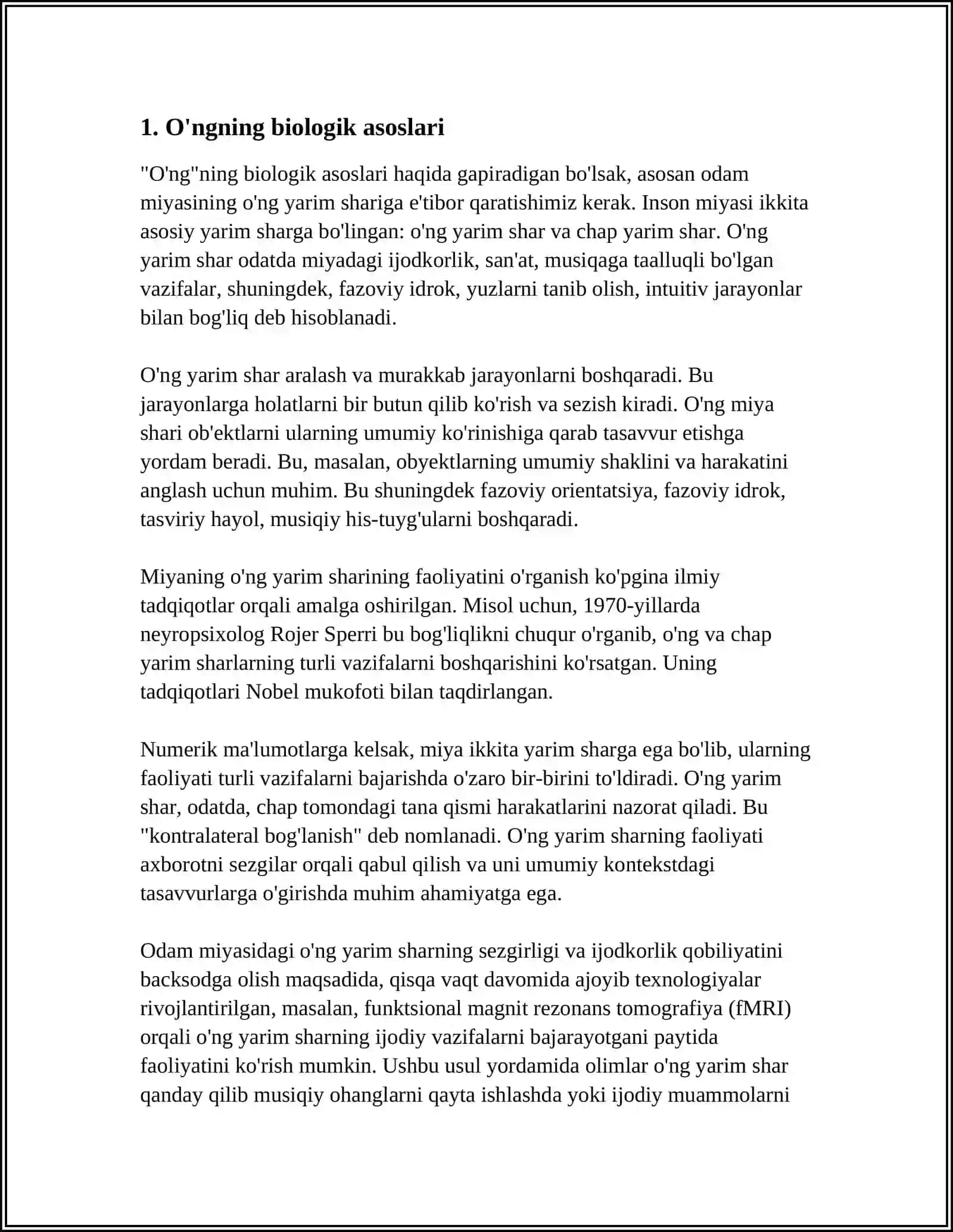 O'ngning biologik asoslari 3