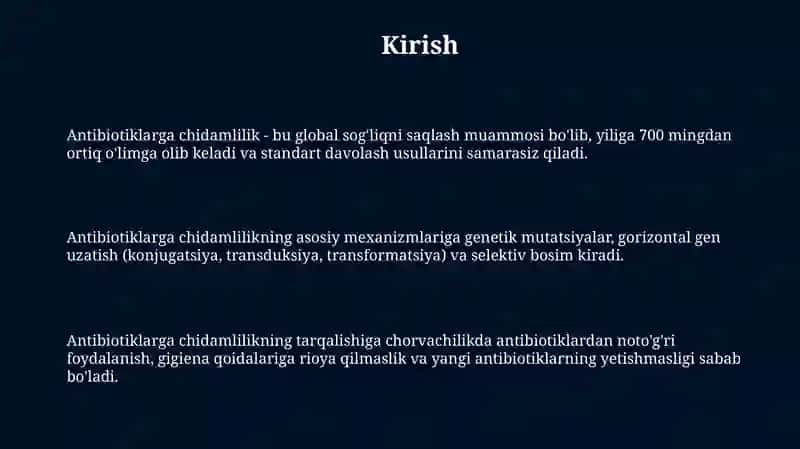 Antibiotiklarga chidamlilik 3