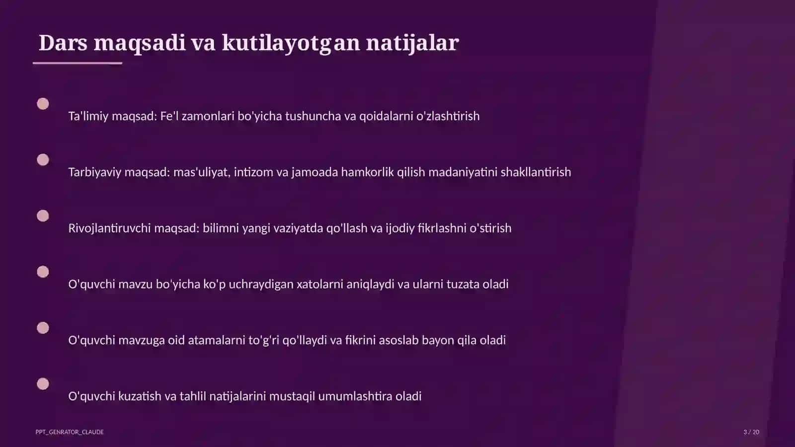 Fe'l zamonlari (4-sinf) 3