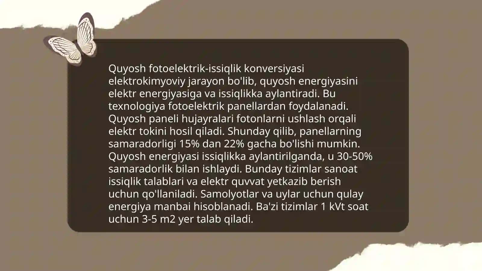 Quyosh fotoelektrik-issiqlik qurilmalariga doir taqdimot tayyorlash 3