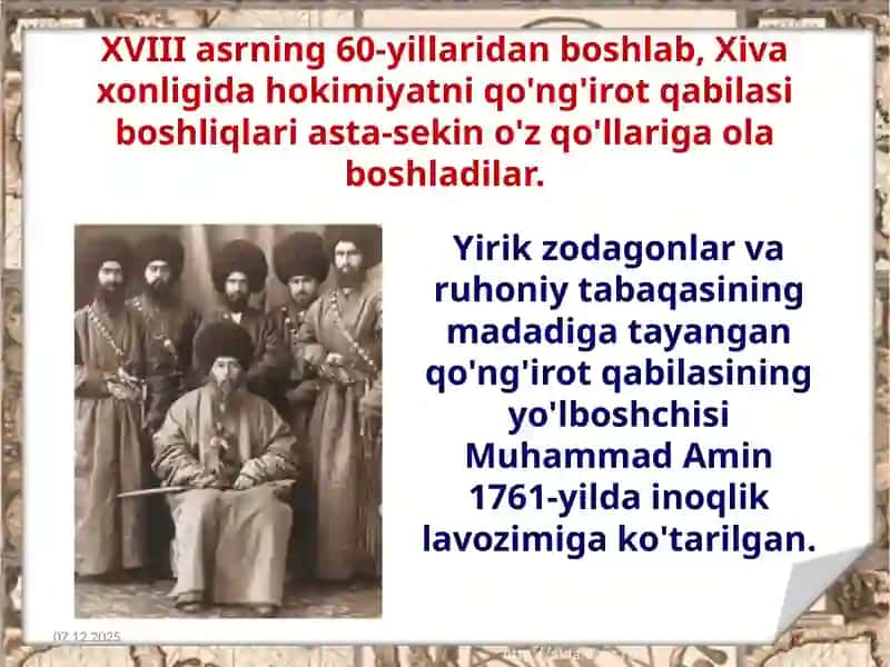 Xivaqo‘ng‘irotlarisulolasining siyosiy tarixi (XVIII asrning oxiri – XIX asrning birinchi yarmi) 3