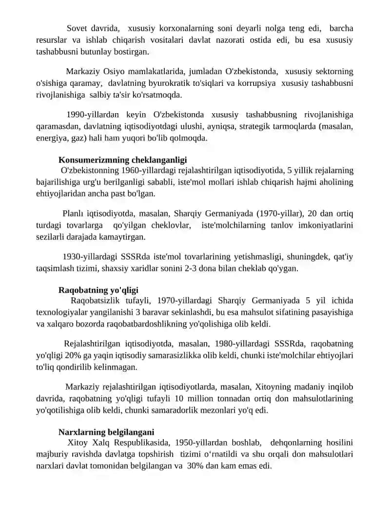 Buyruqbozlik iqtisodiyotining normalari 3