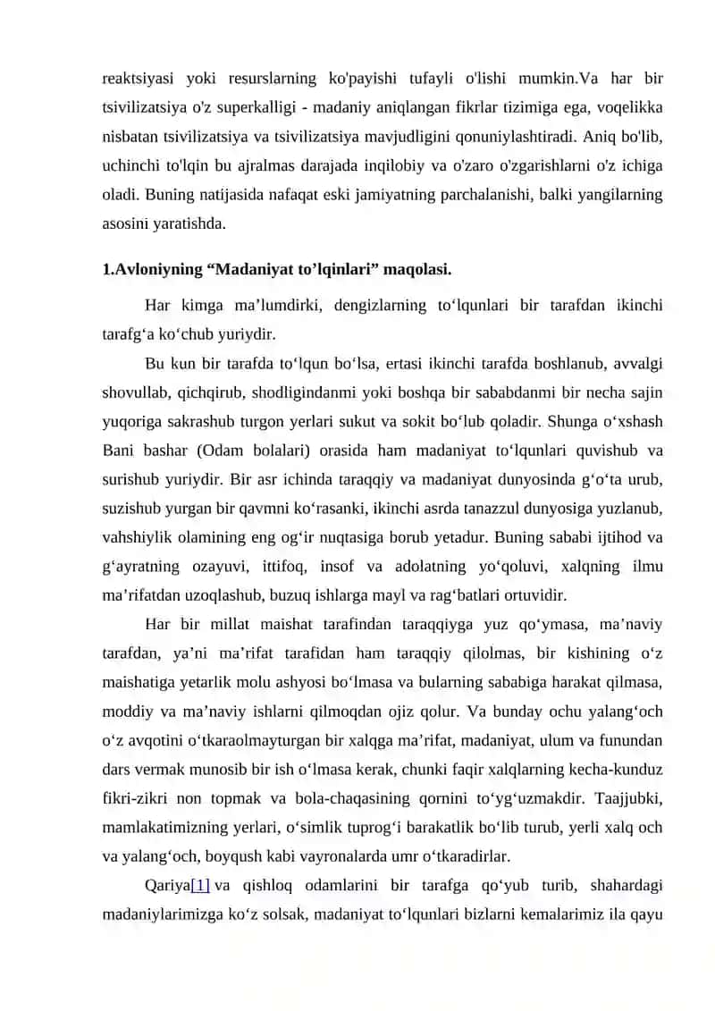 Abdulla Avloniyning “Madaniyat to’lqinlari” maqolasi 3
