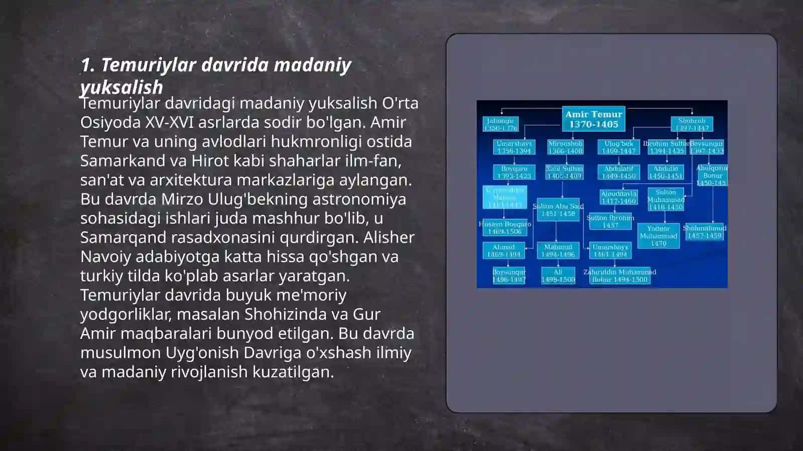 IX-XII asrlarda mamlakatimizda rõy bergan madaniy uyĝonish. Buyuk allomalarning jahon sivilizatsiyasiga qôshgan hissasi 3