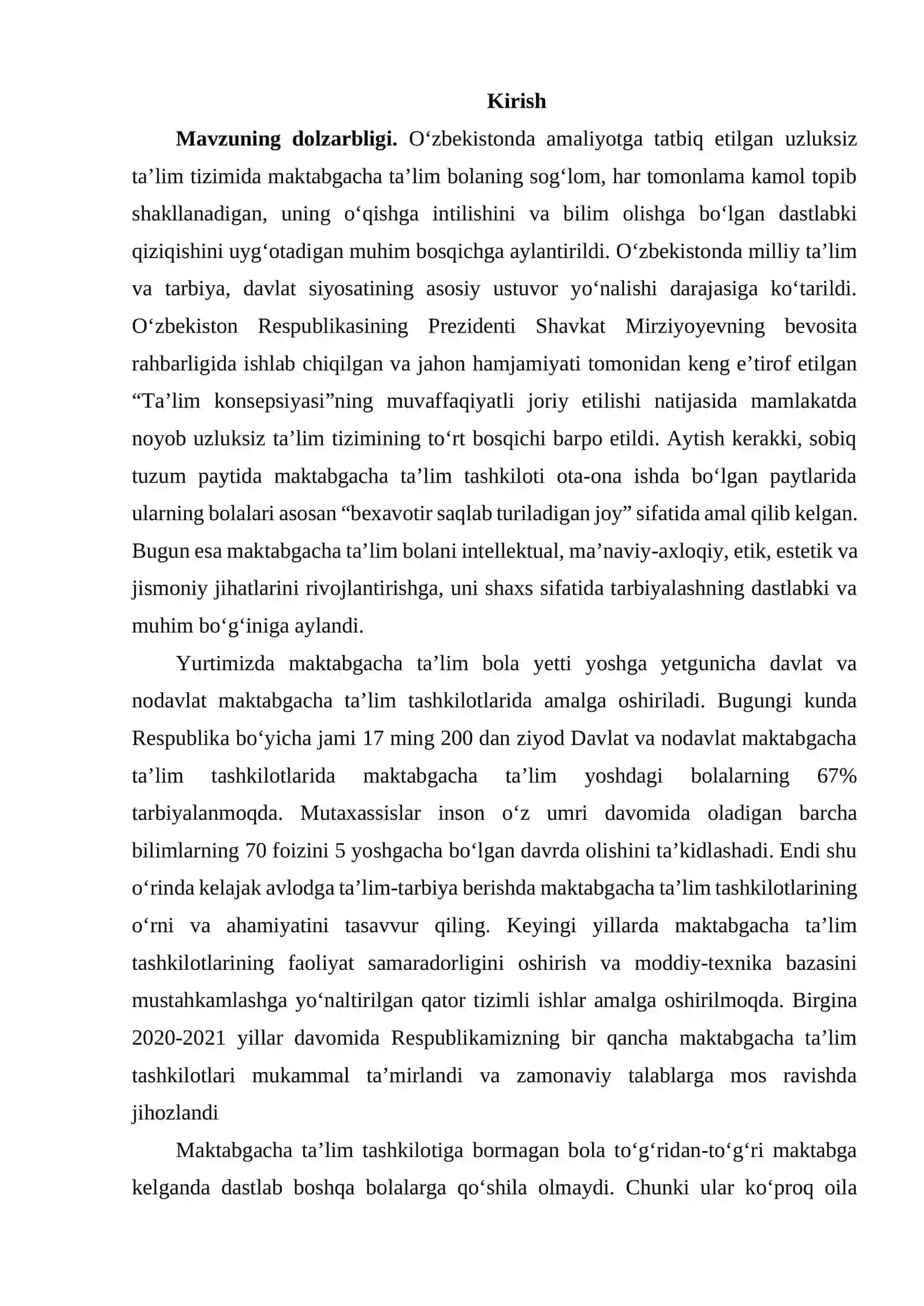 Maktabgacha yoshdagi bolalar talim tarbiyasiga qo’yiladigan Davlat talablariga muofiq sog’lom va yetuk maktabga o’qishga tayyorlangan tarzda shakillantirish 3