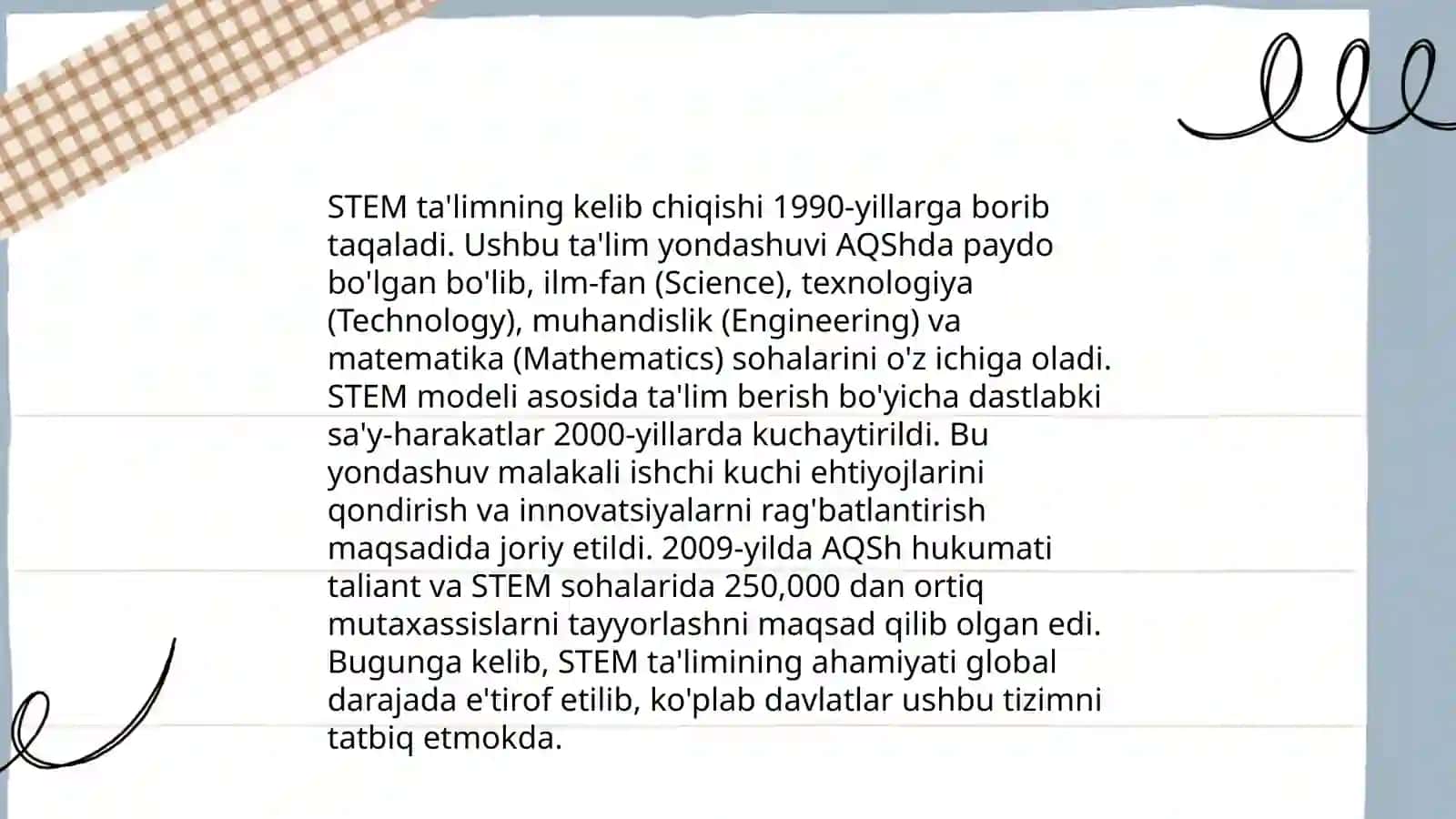 STEM va STEMning rivojlanishi. STEMning STEAMga aylanishi va takomillashishi 3