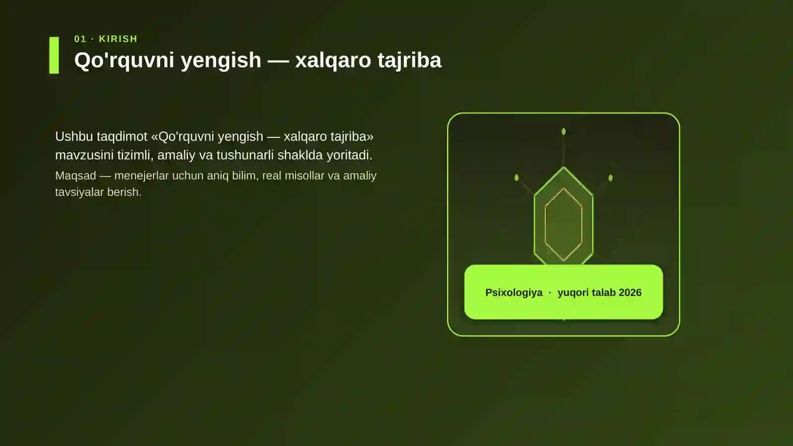 Qo'rquvni yengish — xalqaro tajriba 3
