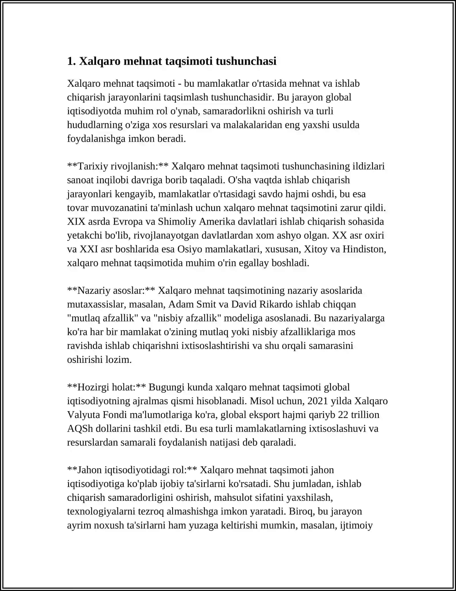 XALQARO MEHNAT TAQSIMOTI:MILLIY IQTISODIYOT UCHUN IMKONIYATLAR VA RISKLAR 3