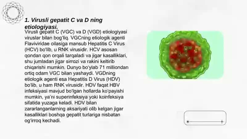 Virusli gepatit C va D etiologiyasi, epidemiologiyasi, laborator tekshiruvlar, klinikasi, davolash 3
