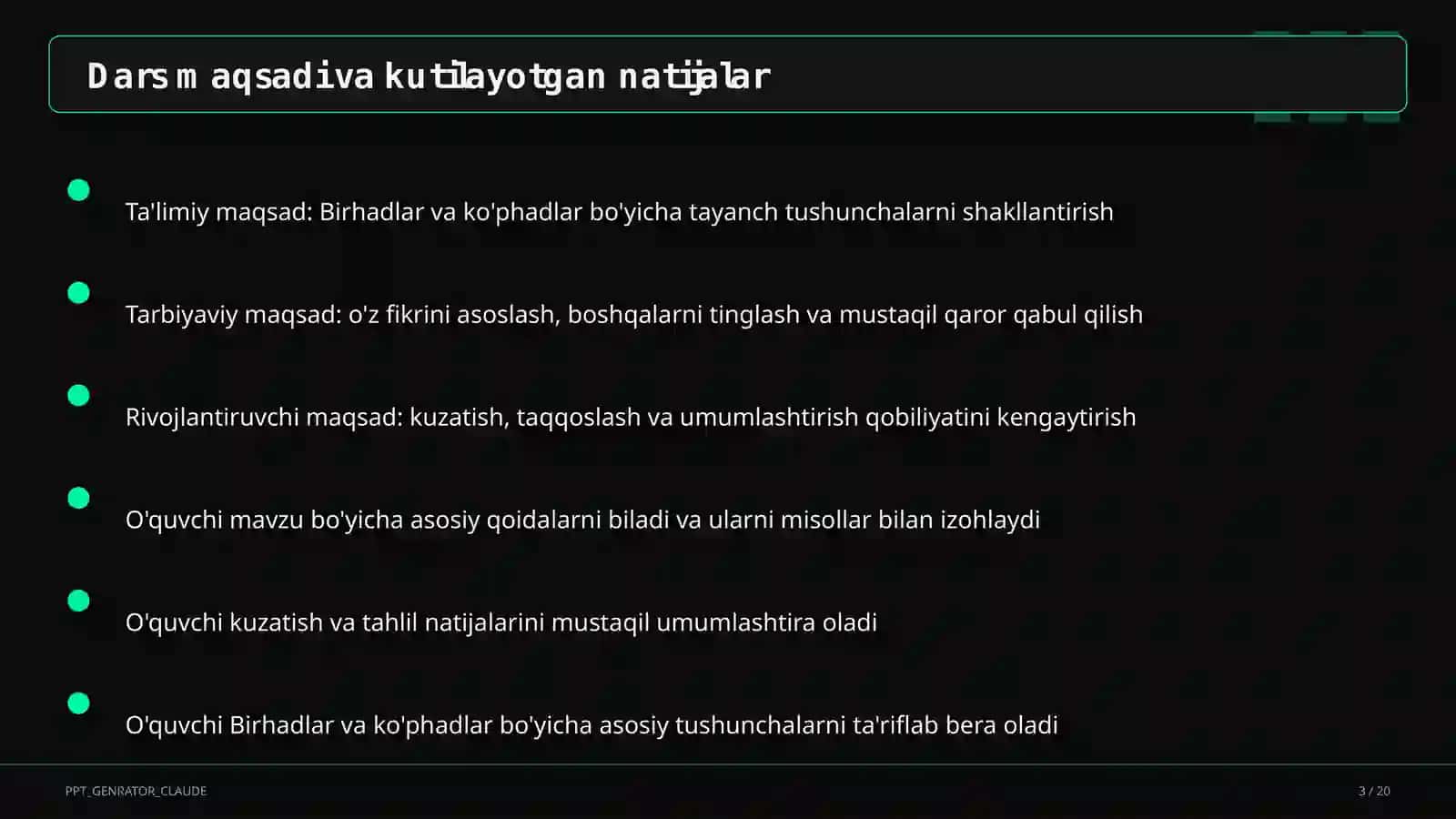 Birhadlar va ko'phadlar (7-sinf) 3