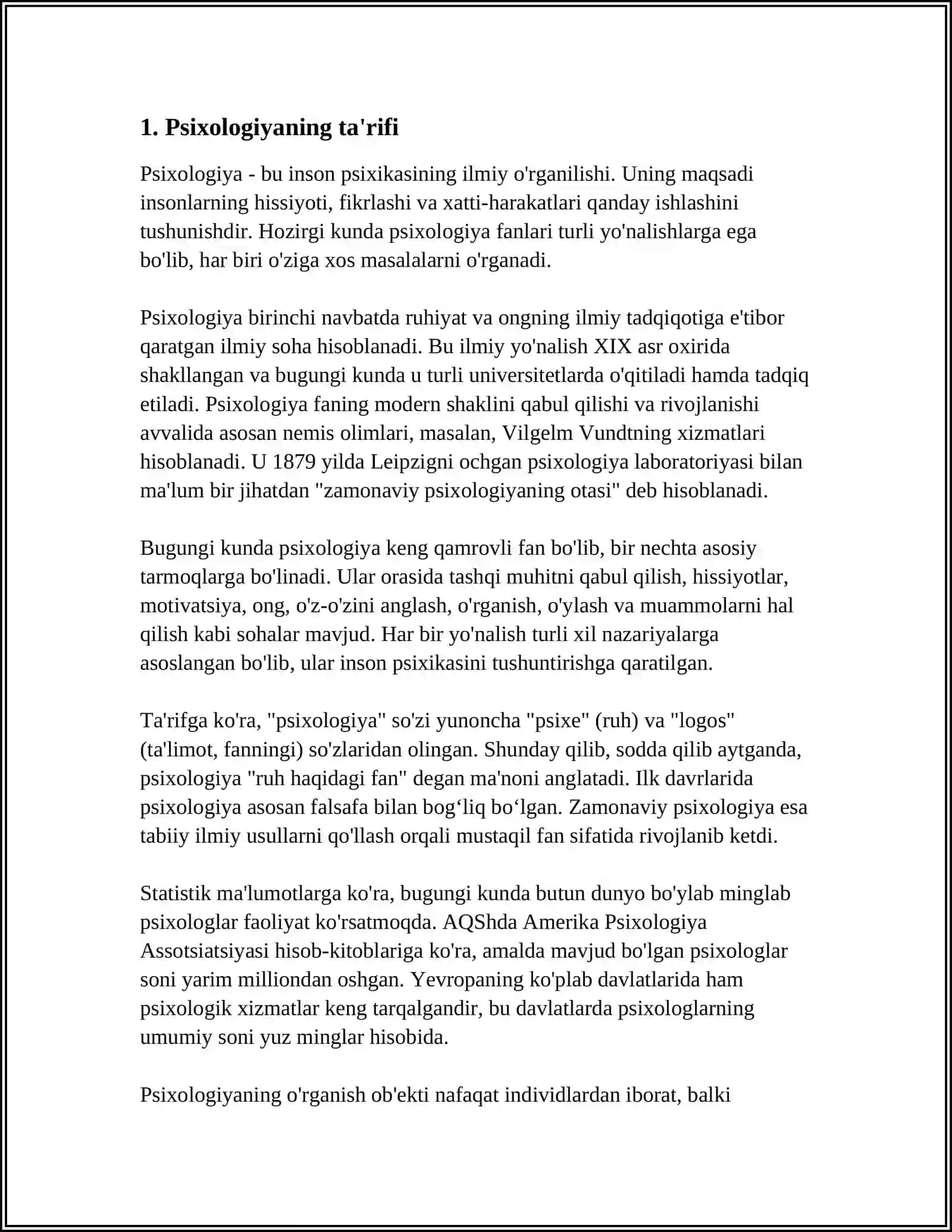 PSIXOLOGIYA FANINING PREDMETI VA UNING TURLARI 3
