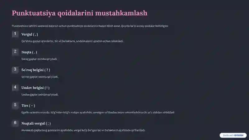 Punktuatsion Tahlil Koʻrinishidagi Yozma Ishlarni Bajarish: Samarali Qoʻllanma 3