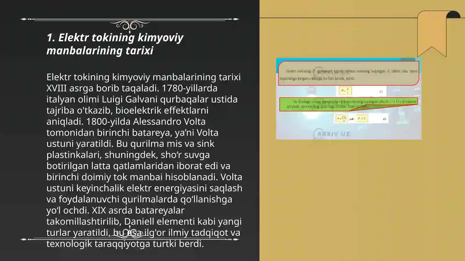 Elektr tokining kimyoviy manbalar tuzulishi 3
