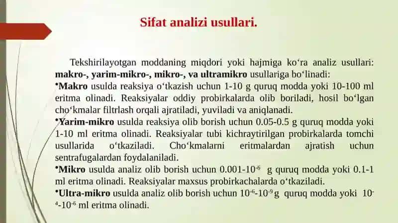 Sifatiy analiz usullarining sinflanishi 3