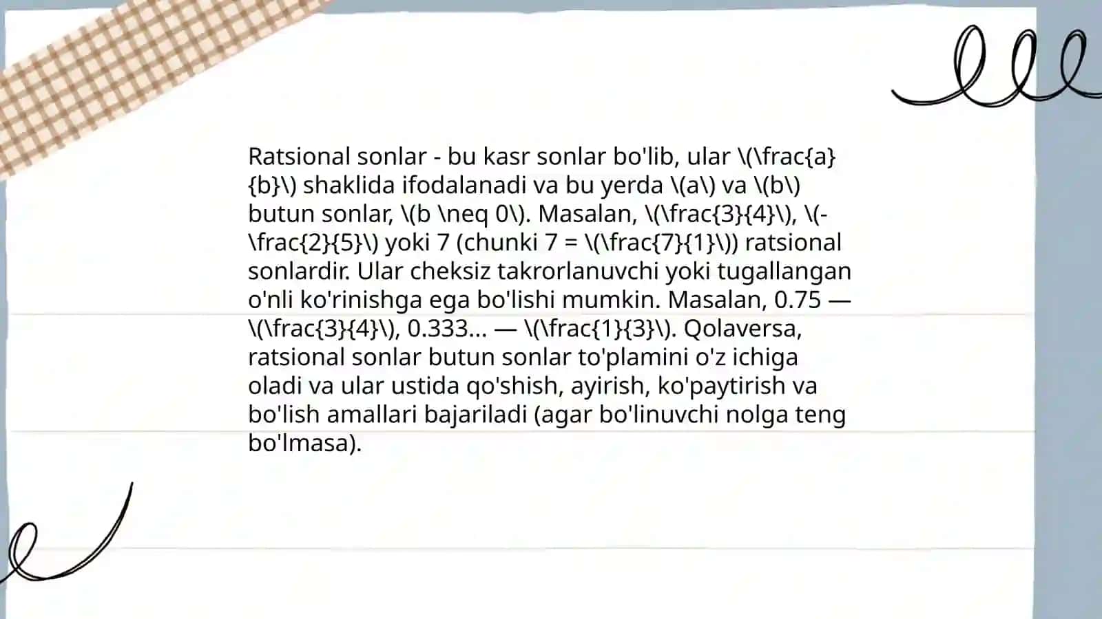 Ratsional kasrlar maydoni 3
