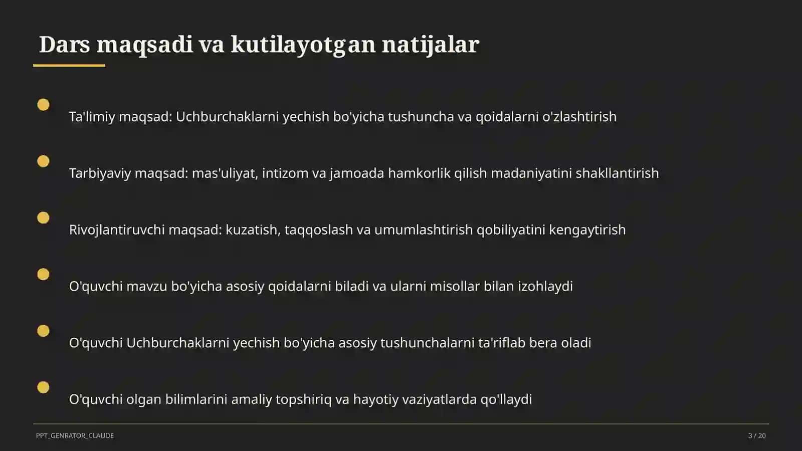 Uchburchaklarni yechish (9-sinf) 3