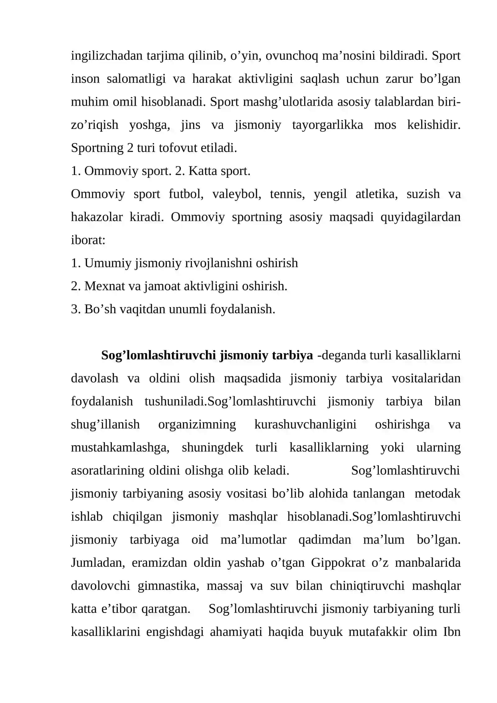 O`rta va mo'ysafid уoshda jismoniy tarbiya mashg`ulotlarini gigiena tomonidan ta’minlash rejasini ishlab chiqish 3